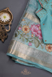 Aqua Blue Crush Tissue Saree