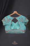 Aqua Blue Crush Tissue Saree