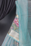 Aqua Blue Crush Tissue Saree