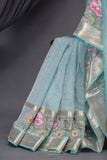 Aqua Blue Crush Tissue Saree