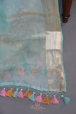 Aqua Blue Crush Tissue Saree