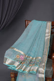 Aqua Blue Crush Tissue Saree