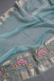 Aqua Blue Crush Tissue Saree