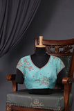 Aqua Blue Crush Tissue Saree