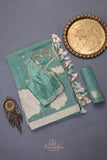 Mashru Silk Saree in aqua Blue Hue