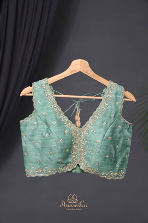 Mashru Silk Saree in aqua Blue Hue