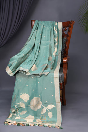 Mashru Silk Saree in aqua Blue Hue