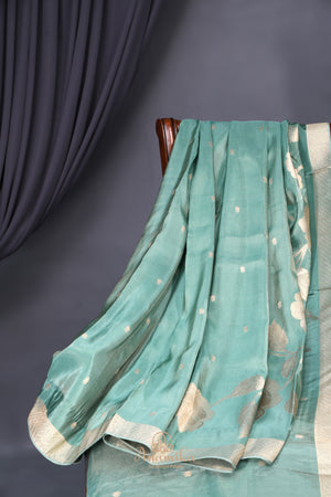Mashru Silk Saree in aqua Blue Hue