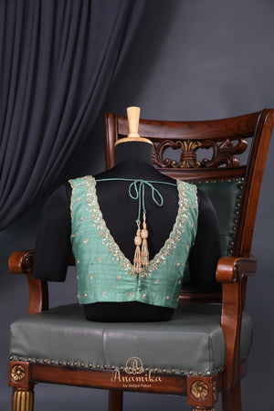 Mashru Silk Saree in aqua Blue Hue
