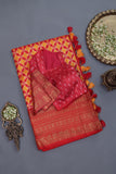 Ikkat Kanchi saree in hues of orange & red - absolutely gorgeous