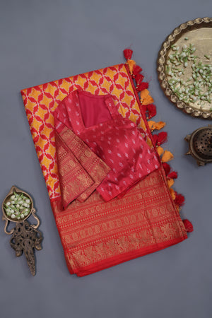 Ikkat Kanchi saree in hues of orange & red - absolutely gorgeous