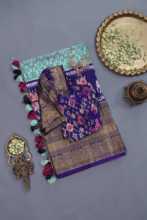 Ikkat Kanchi saree in hues of blue - absolutely gorgeous