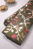 Muslin jamdaani in olive green