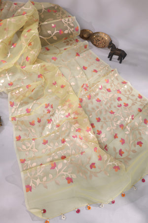 Muslin jamdaani in a beautiful shade of yellow