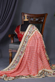 A peach Bandini saree with kalamkari print on Modal silk