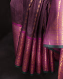 Kanchi Gadwal saree in a lovely brown and magenta combo
