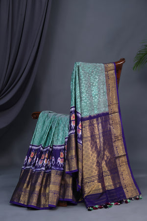 Ikkat Kanchi saree in hues of blue - absolutely gorgeous