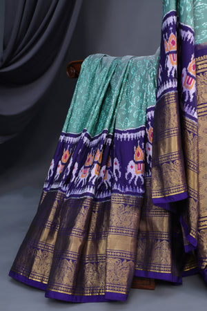 Ikkat Kanchi saree in hues of blue - absolutely gorgeous