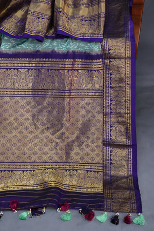 Ikkat Kanchi saree in hues of blue - absolutely gorgeous