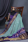 Ikkat Kanchi saree in hues of blue - absolutely gorgeous