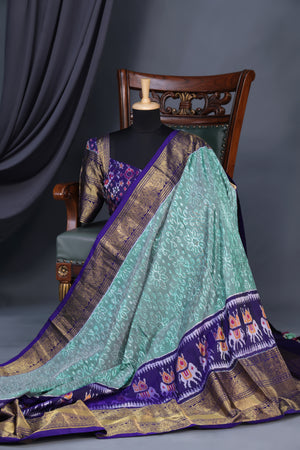 Ikkat Kanchi saree in hues of blue - absolutely gorgeous