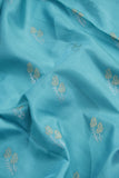 Aqua Blue Gadwal saree with Meenakari floral border in orange