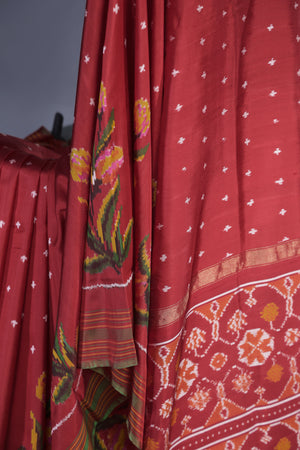 Twill Patola Saree in a unique floral weave design - saree only