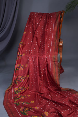 Twill Patola Saree in a unique floral weave design - saree only