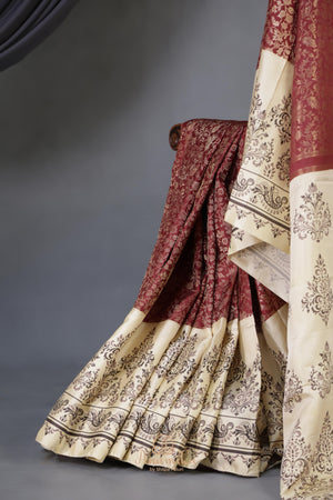 Tmeless kanjeevaram in a maroon shade