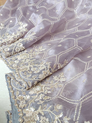 Soft organza saree with all over sequins embroidery