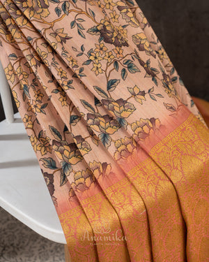 Digital Kalamkari Handloom Tussar with Kanchi Border