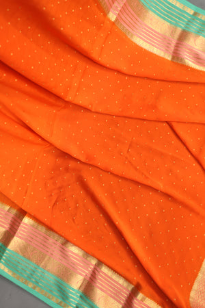 Pure mysore crepe silk saree in a beautiful shade of orange