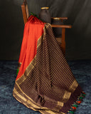 Mysore crepe silk saree in a lovely color combo of orange and brown