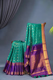 Pure Kanjeevaram saree in green & purple