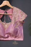 Blush Pink Satin Georgette Cocktail saree