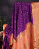 Mysore crepe silk saree in a lovely color combo of purple and peach