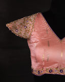 Raw mango silk saree in a beautiful violet and baby pink combo