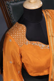 Mysore crepe silk saree in a lovely brown and light orange combo