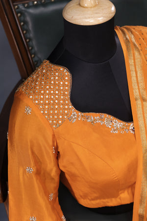 Mysore crepe silk saree in a lovely brown and light orange combo