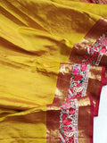 Mustard kanjeevaram saree in mustard with thread work border
