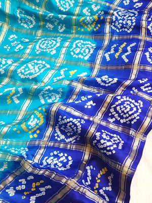 Bandini Gharchola saree in hues of blue