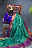 Pure Kanjeevaram saree in green & purple