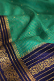 Gorgeous Mysore Silk Saree in green with  a contrast blue border