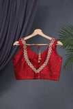 Soft silk floral saree in crimson red