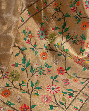 Golden Kota Silk Saree with a beautiful paithani border saree