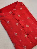 Beautiful Red chanderi silk kurta with silver Zari buttas