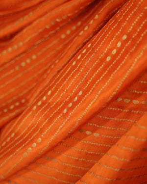 Orange mysore crepe silk saree with a stunning blouse pattern