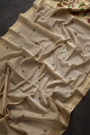 Elegant Cotton Paithani Saree in lovely beige