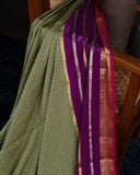 Mysore crepe silk saree in a lovely color combo of pastel green and purple