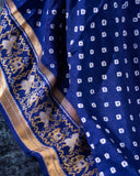 A beautiful blue saree - Bandini Crepe with Patola